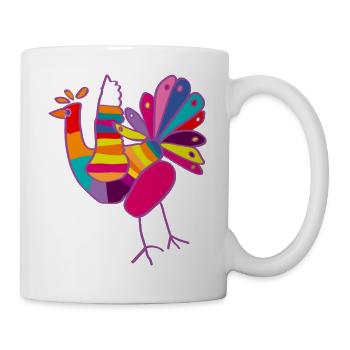 Paon - Dessin d'enfant - Mug blanc - blanc - Droite