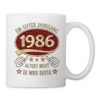 37. Geburtstag 1986 Guter Jahrgang - Tasse - Weiß - Rechts
