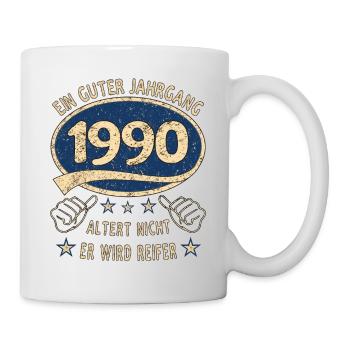 33. Geburtstag 1990 Guter Jahrgang - Tasse - Weiß - Rechts