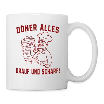 Alles drauf scharf Dönerspieß Türkisch Essen - Tasse - Weiß - Rechts