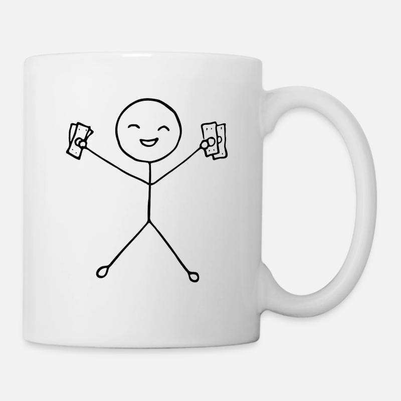 Happy Stickman with Money - Mug - white