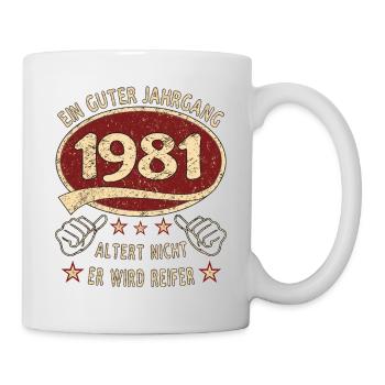 42. Geburtstag 1981 Guter Jahrgang - Tasse - Weiß - Rechts