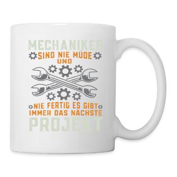 KFZ Mechaniker sind nie müde Schrauber Geschenk - Tasse - Weiß - Rechts