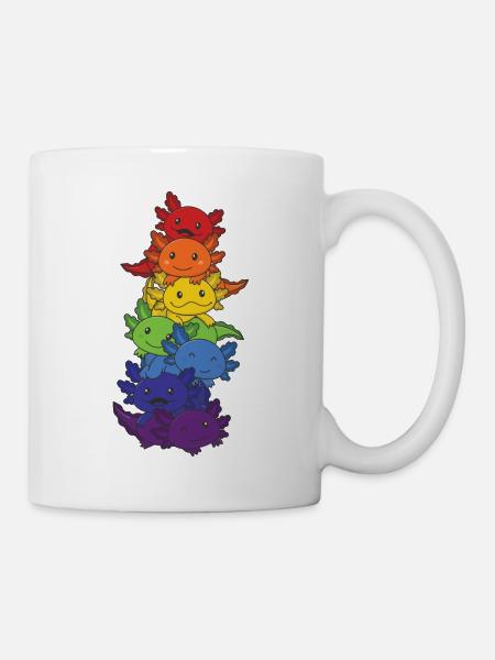 Regenbogen Axolotl süße bunte Axolotl für Kinder - Tasse - Weiß