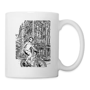 T-Shirt für radbegeisterte Mountainbiker Entdecker - Tasse - Weiß - Rechts