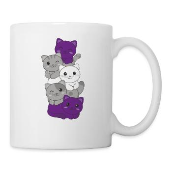 Graysexual Flag Pride LGBTQ Cute Cat Stack - Mug - white - Right
