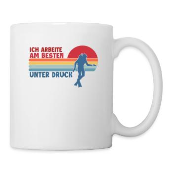 Ich Arbeite Am Besten Unter Druck Taucherflossen - Tasse - Weiß - Rechts