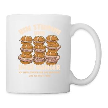 Bin stumm und habe Hunger Leberkäse Sprachhilfe - Tasse - Weiß - Rechts
