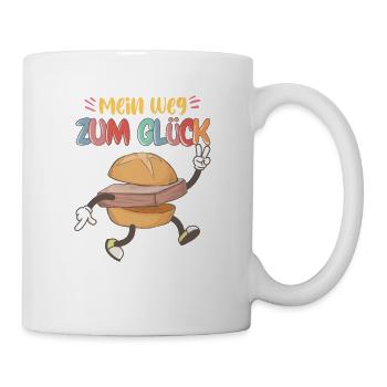 Mein Weg zum Glück Leberkäse Fleischkäse Brötchen - Tasse - Weiß - Rechts