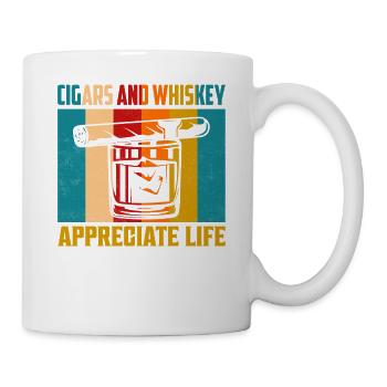 Cigars And Whiskey Appreciate Life Drinking Bourbo - Tasse - Weiß - Rechts