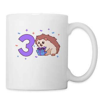 With hedgehog - children's birthday 3 years - Mug - white - Right