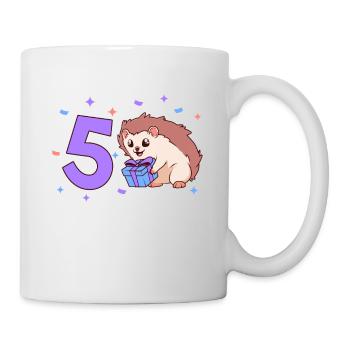 Mit Igel - Kinder Geburtstag 5 Jahre - Tasse - Weiß - Rechts