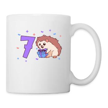 Mit Igel - Kinder Geburtstag 7 Jahre - Tasse - Weiß - Rechts