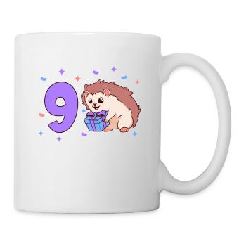 Mit Igel - Kinder Geburtstag 9 Jahre - Tasse - Weiß - Rechts