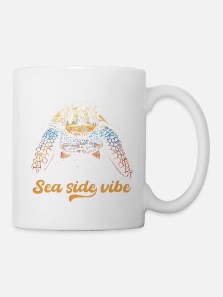 Farbenfrohe Schildkröten-Meeresseiten-Atmosphäre - Tasse - Weiß