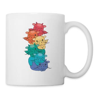 Regenbogen Flag Pride LGBTQ süßer Drache Stapel - Tasse - Weiß - Rechts