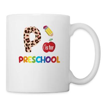 P is for preschool funny teacher student back - Mug - white - Right