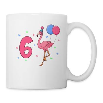 Mit Flamingo - Mädchen Geburtstag 6 Jahre - Tasse - Weiß - Rechts
