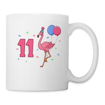 Avec Flamingo - Anniversaire de fille 11 ans - Mug blanc - blanc - Droite