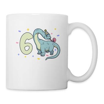 Mit Brachiosaurus - Kinder Geburtstag 6 Jahre - Tasse - Weiß - Rechts