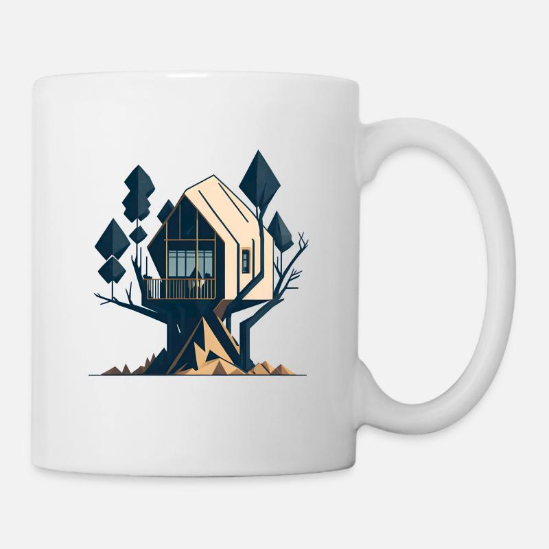 Geometric Futuristic Treehouse - Mug - white