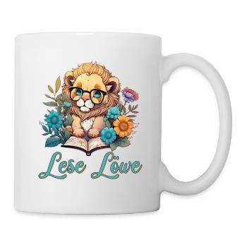 Lese Löwe - Tasse - Weiß - Rechts