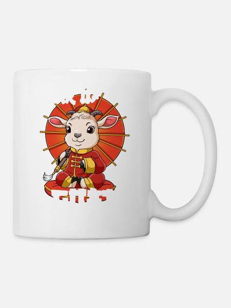 Jahr Der Ziege Mondneujahrsfest Chinesisches - Tasse - Weiß