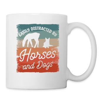 Facilement distrait par les chevaux et les chiens Chien de cheval - Mug blanc - blanc - Droite