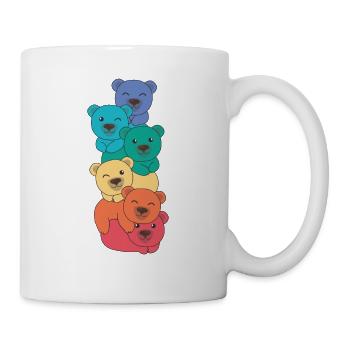 Rainbow Flag Pride LGBTQ Mignon Bear Stack - Mug blanc - blanc - Droite