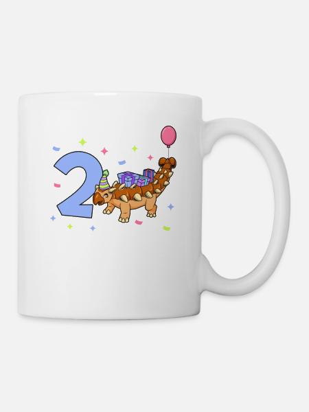 avec Triceratops - Anniversaire des enfants 2 ans - Mug blanc - blanc