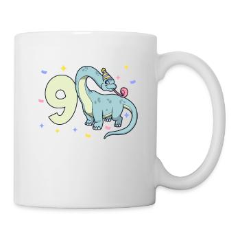 Mit Brachiosaurus - Kinder Geburtstag 9 Jahre - Tasse - Weiß - Rechts