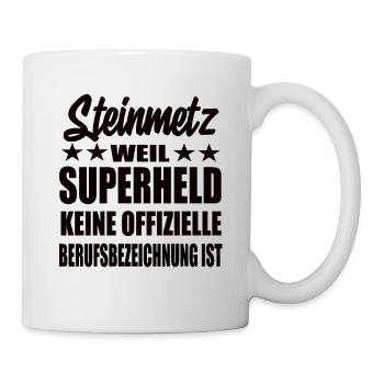 Steinmetz Superheld Spruch - Tasse - Weiß - Rechts