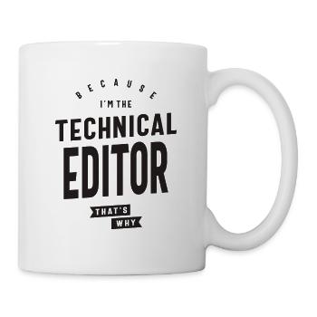 Weil ich der technische Redakteur bin, deshalb: - Tasse - Weiß - Rechts