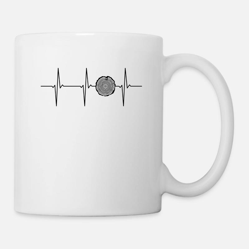 Baumstamm EKG Herzschlag - Tasse - Weiß