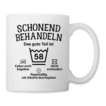 58. Geburtstag Schonend Behandeln 58 Teil Ist 58 - Tasse - Weiß - Rechts
