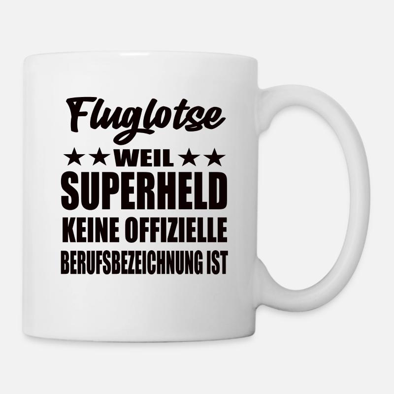 Fluglotse Superheld Spruch - Tasse - Weiß