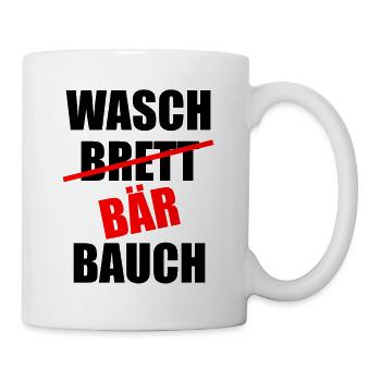 Waschbrett Waschbär Bauch - Tasse - Weiß - Rechts
