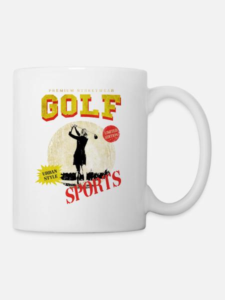 Golf Golfen Golfspielerin Sport Hobby Club Vintage - Tasse - Weiß