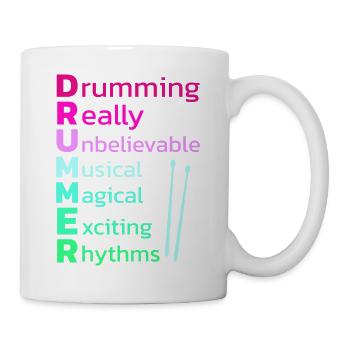 Drums Schlagzeuger Schlagzeugspieler Drummer - Tasse - Weiß - Rechts