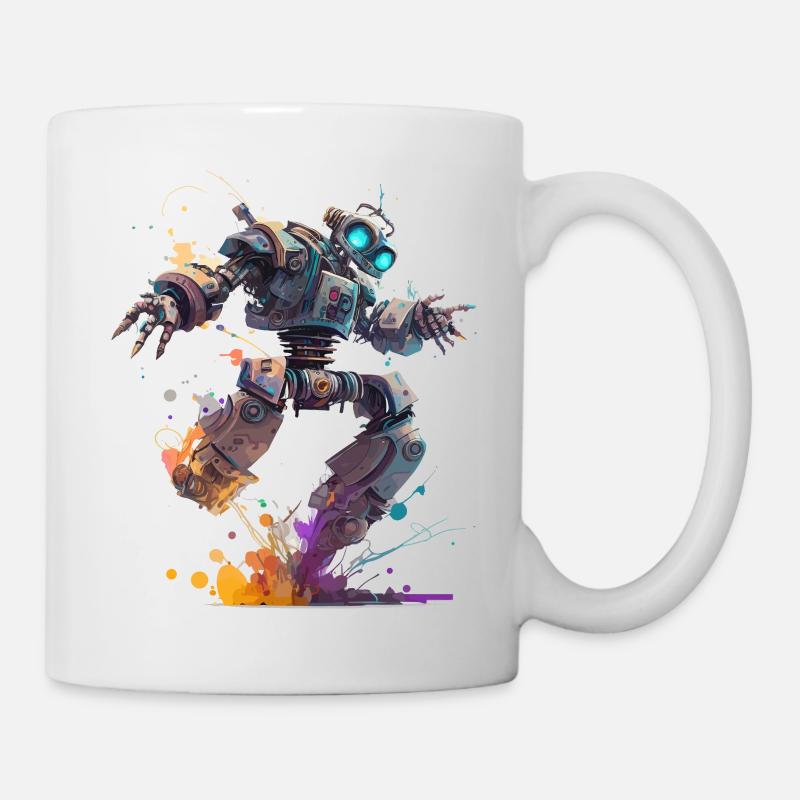 Fantasie Roboter in einem Funky Art Style - Tasse - Weiß