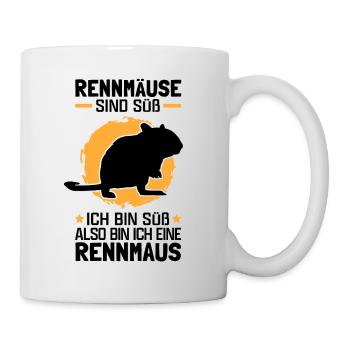 Also bin ich eine Rennmaus Nagetier Gerbil - Tasse - Weiß - Rechts