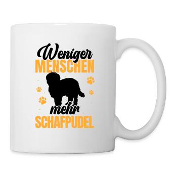 Weniger Menschen mehr Schafpudel Hütepudel - Tasse - Weiß - Rechts