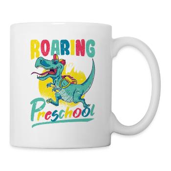 Roaring Into Preschool Dinosaur T Rex Zurück - Tasse - Weiß - Rechts