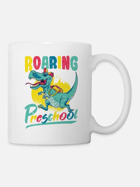 Roaring Into Preschool Dinosaur T Rex Zurück - Tasse - Weiß