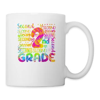 Tie Dye 2nd Grade Typography Team Teacher Second - Mug blanc - blanc - Droite