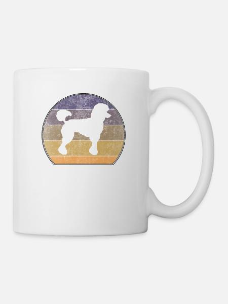 Retro Pudel Sonnenuntergang - Tasse - Weiß