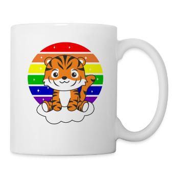 Tiger colorful rainbow for kids cute tiger - Mug - white - Right