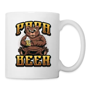 Daddy beer, teddy bear drinks beer - Mug - white - Right