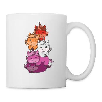 Lesbische Flag Pride LGBTQ süßer Einhorn Stapel - Tasse - Weiß - Rechts