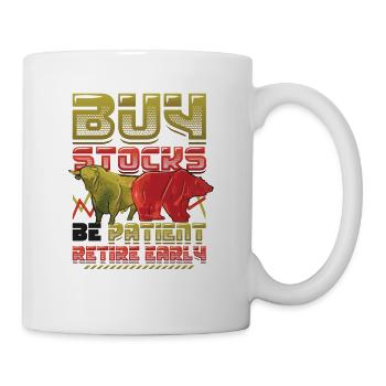 Acheter des actions, être patient, prendre une retraite anticipée - Mug blanc - blanc - Droite